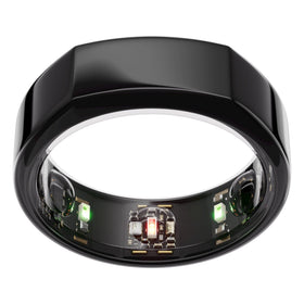 Oura Ring Gen3 Horizon front view in brushed titanium, highlighting design and comfort.