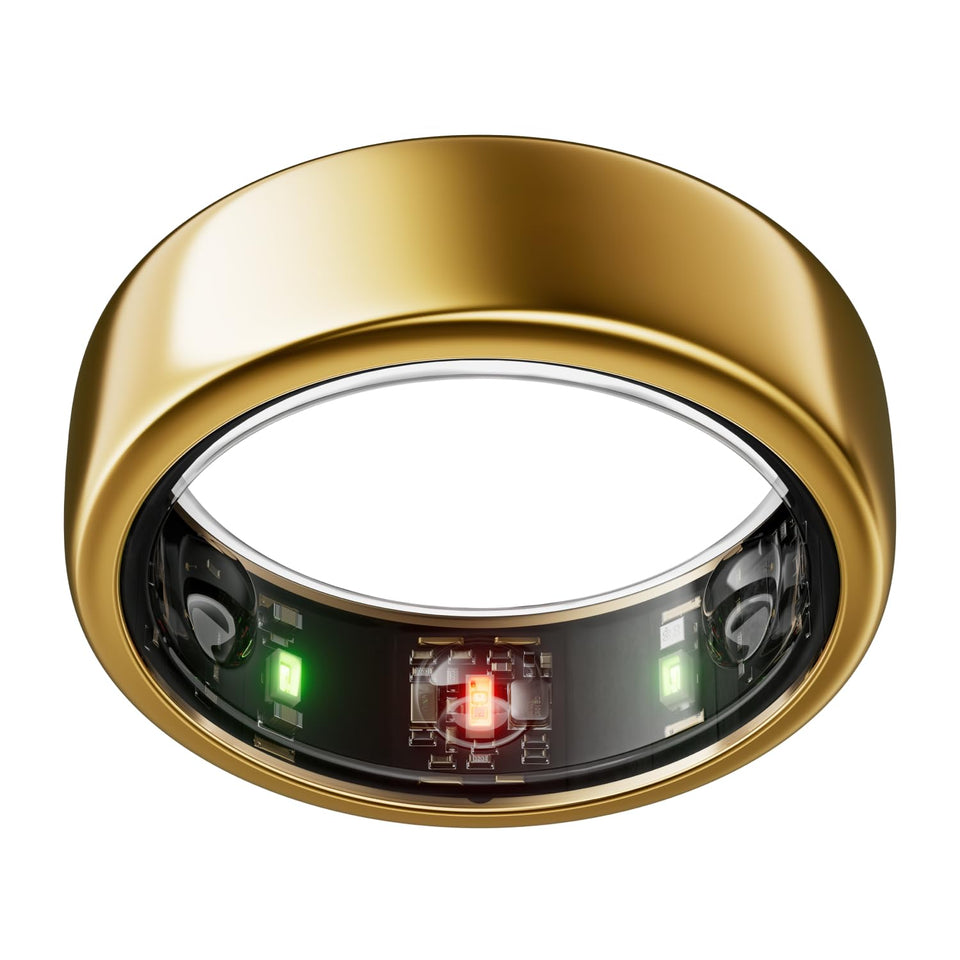 Oura Ring Gen3 Horizon gold worn on hand for comfortable daily wear.