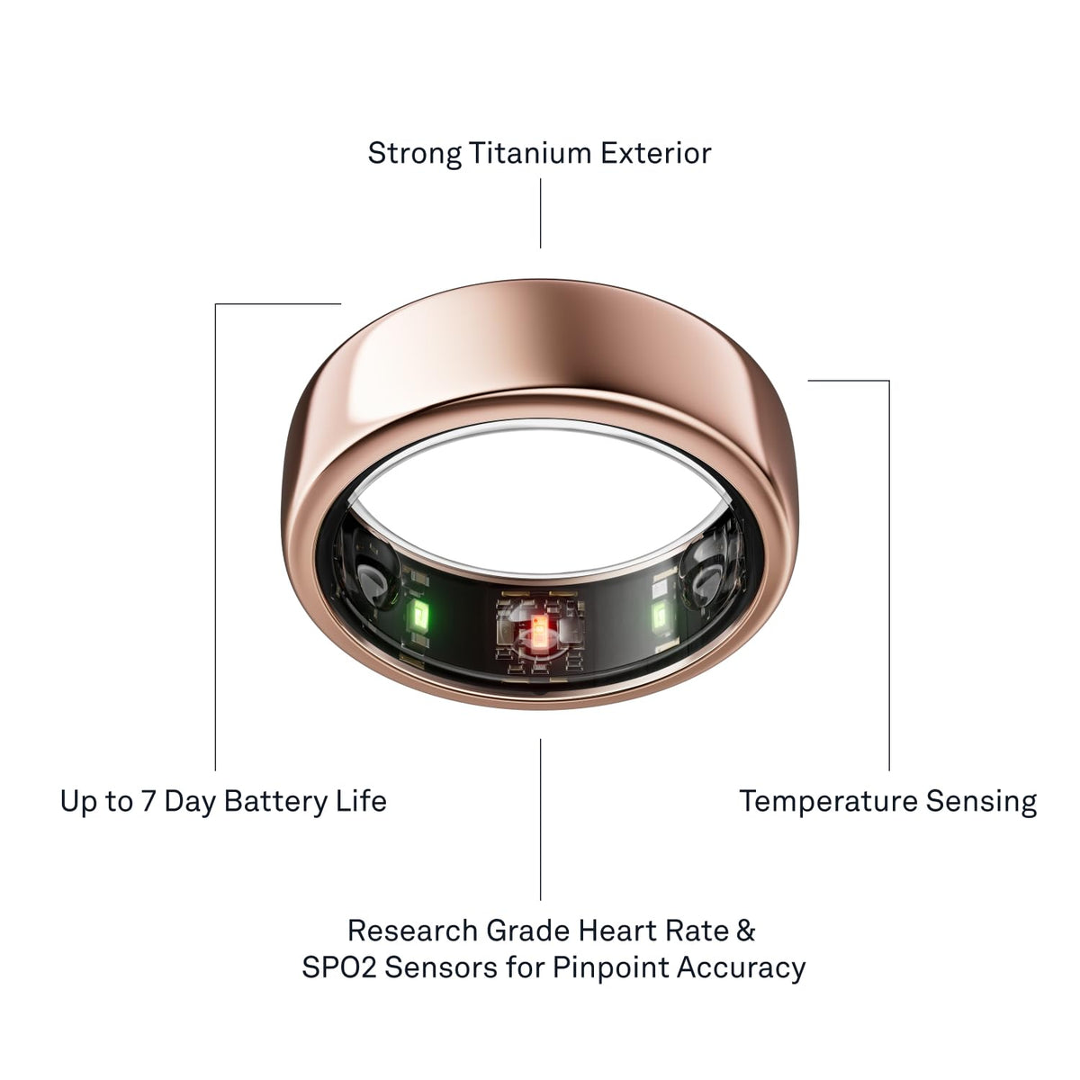 Oura Ring Gen3 Horizon rose gold on nightstand, ready for morning recovery insights
