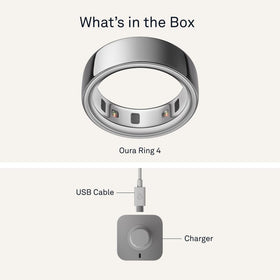 Oura Ring 4 unboxed close-up shows titanium build and sleek design.