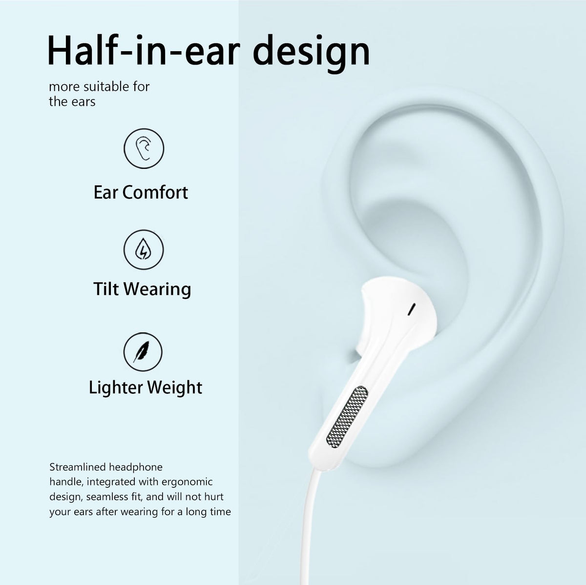 OURWORTL ergonomic in-ear fit for secure comfort during use.