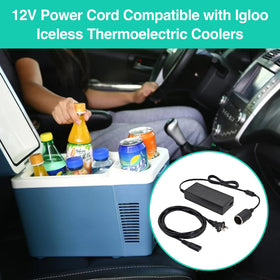Ousaly Igloo iceless cooler power cord ensures steady 12V supply for portable cooling.