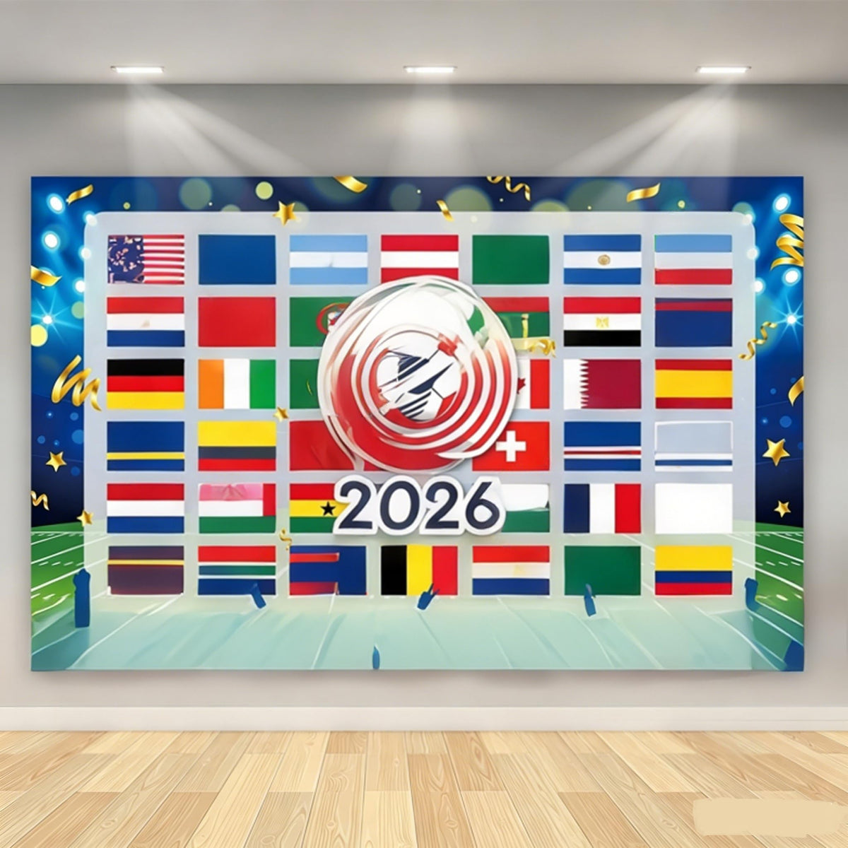 OUSHISS front view of football 2026 backdrop for lively party photos