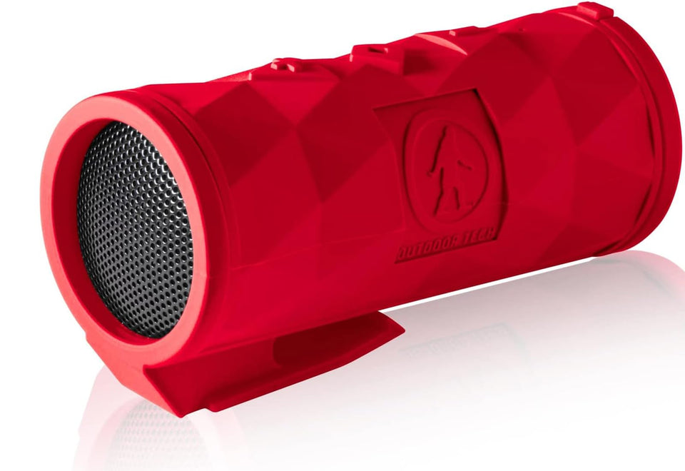 Outdoor Tech Buckshot 2.0 red front view for outdoor listening with rugged design