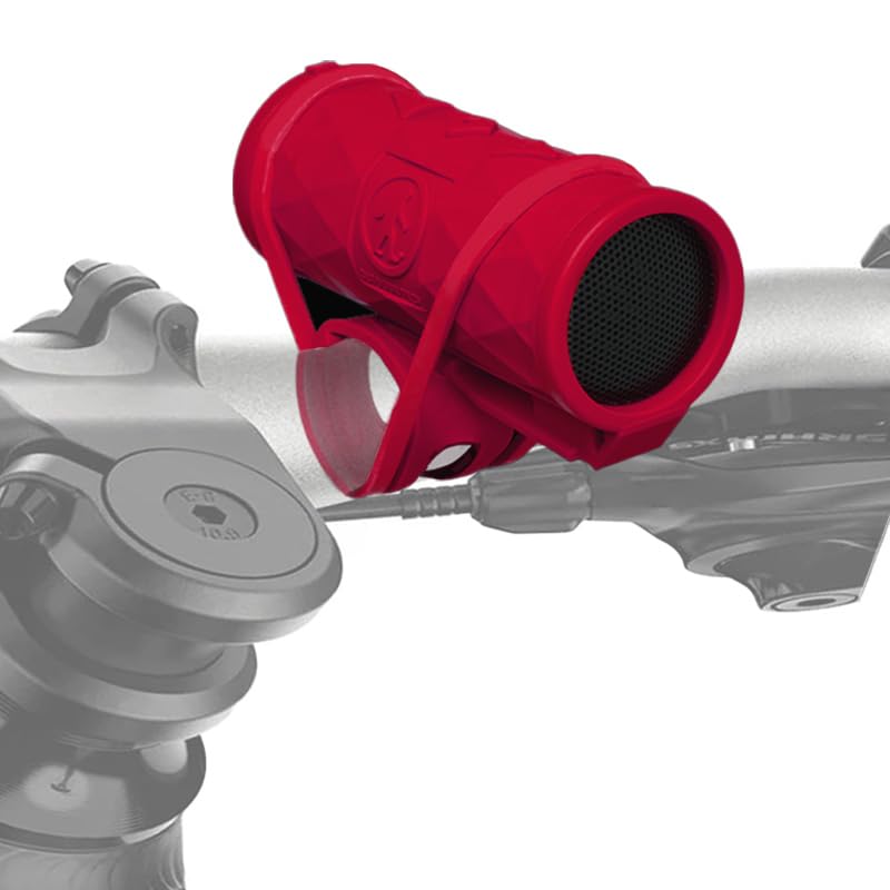 Outdoor Tech Buckshot 2.0 red mounted on bike ready for on-the-go sound