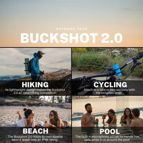 Outdoor Tech Buckshot 2.0 red on boat as weather-resistant audio companion