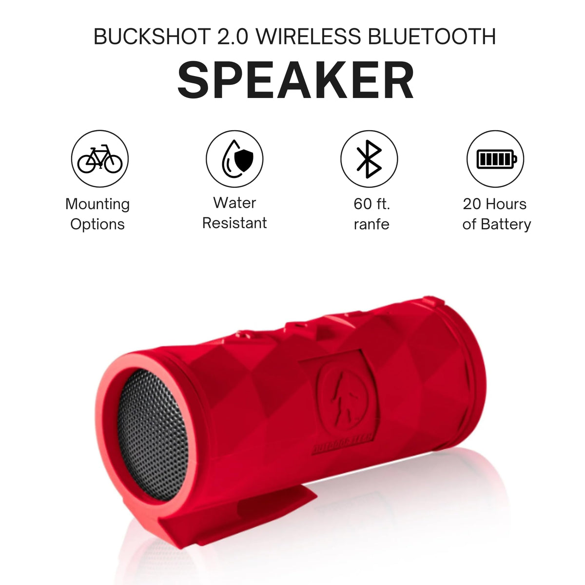 Outdoor Tech Buckshot 2.0 red silicone strap on gear for quick access