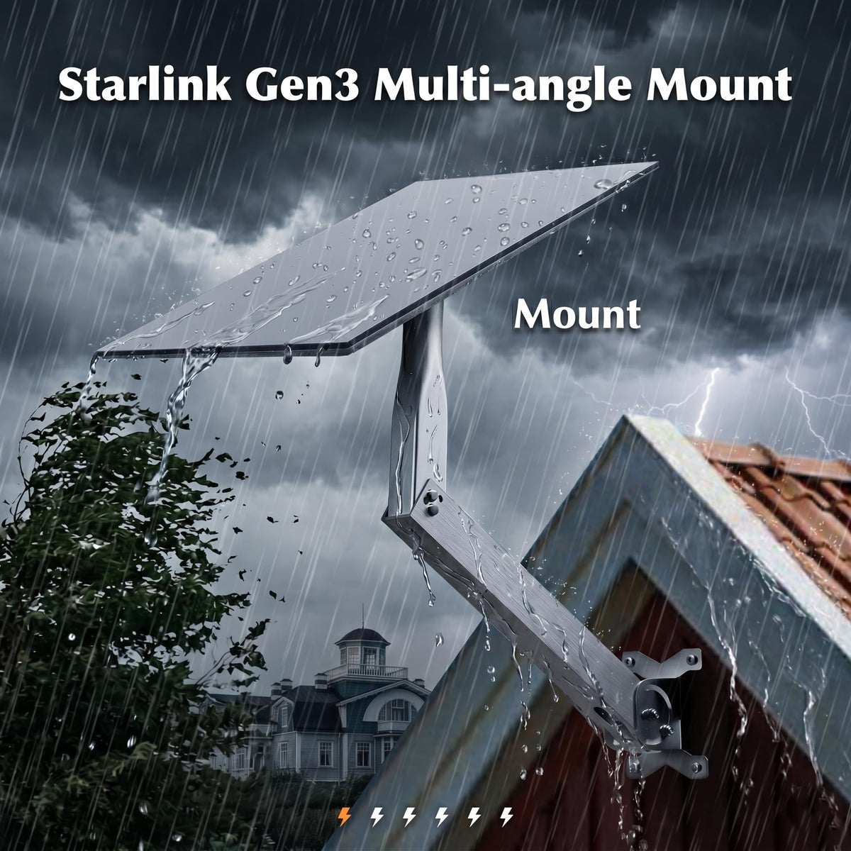 Outrails mount installed on roof with Starlink dish demonstrating real-world placement benefit
