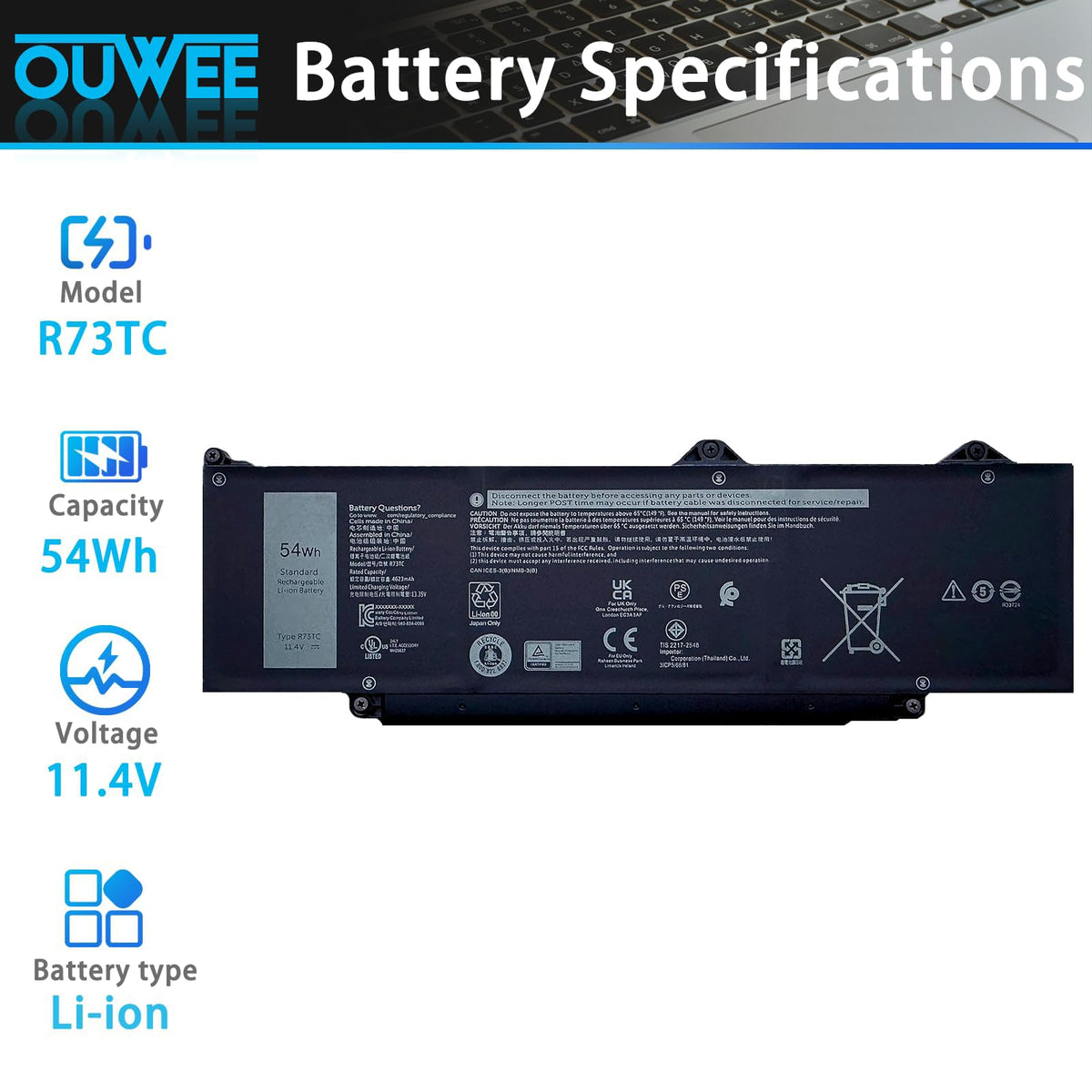 OUWEE battery connector close-up ensuring correct fit and secure contact