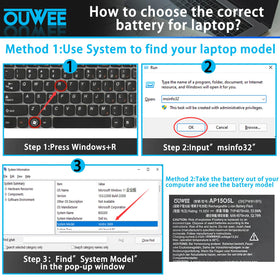 OUWEE battery installed in Acer laptop demonstrating restored run time