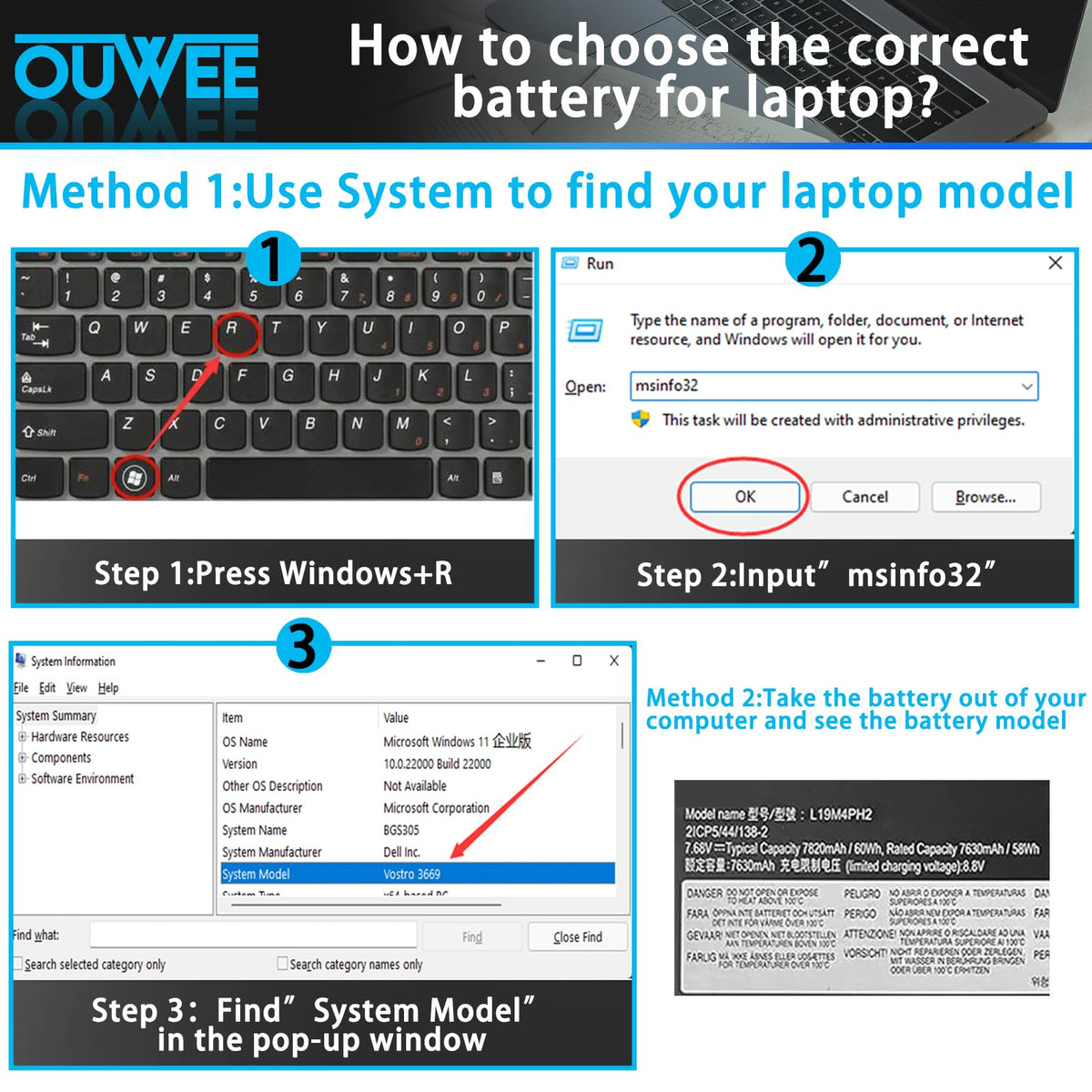 OUWEE battery installed inside a Lenovo Yoga showing restored power convenience