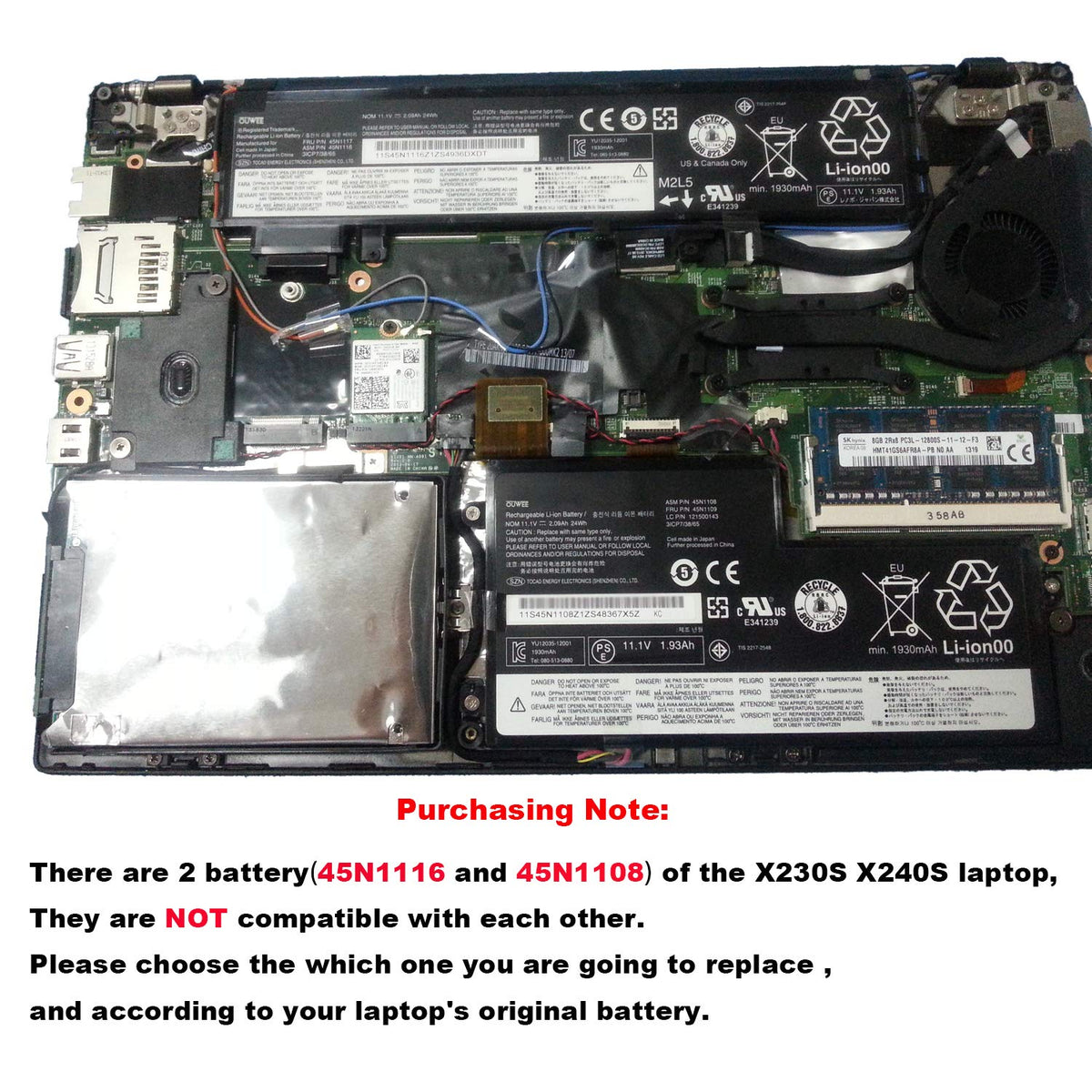 OUWEE 45N1112 battery installed in a ThinkPad laptop