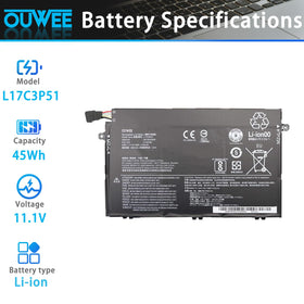 OUWEE battery label closeup showing part numbers and clear matching information