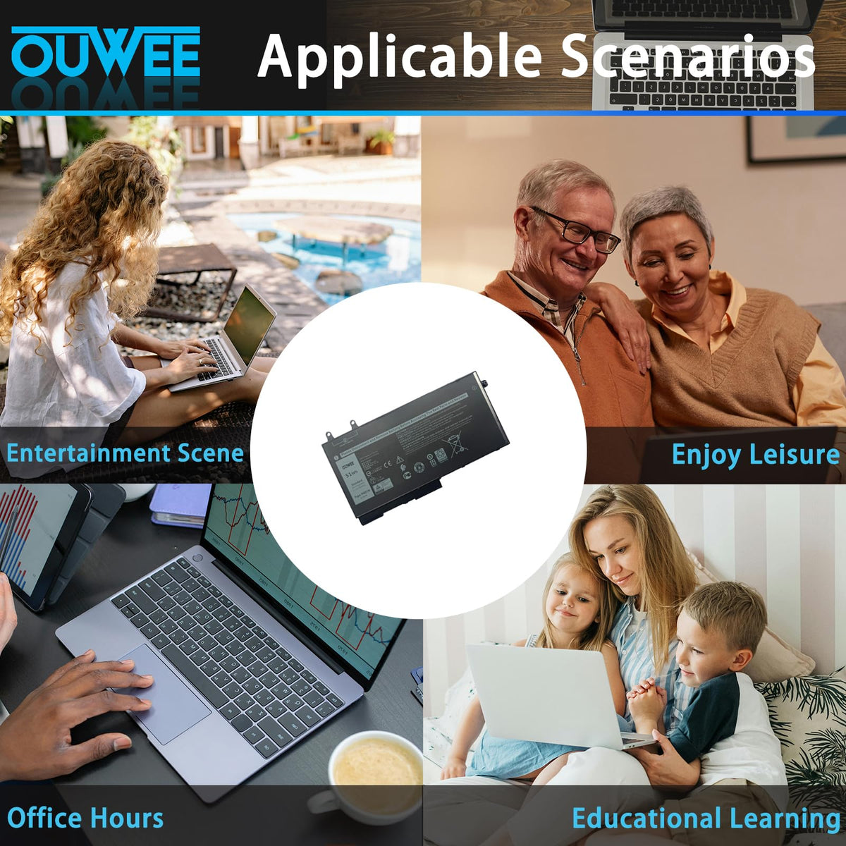 OUWEE battery packaging with label to confirm compatible part numbers