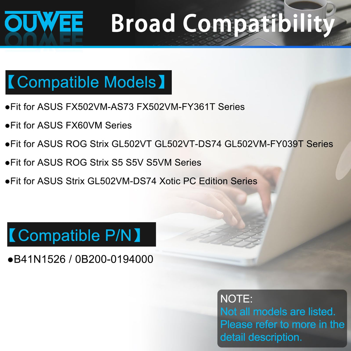 OUWEE battery side profile highlighting slim design and seamless replacement benefit
