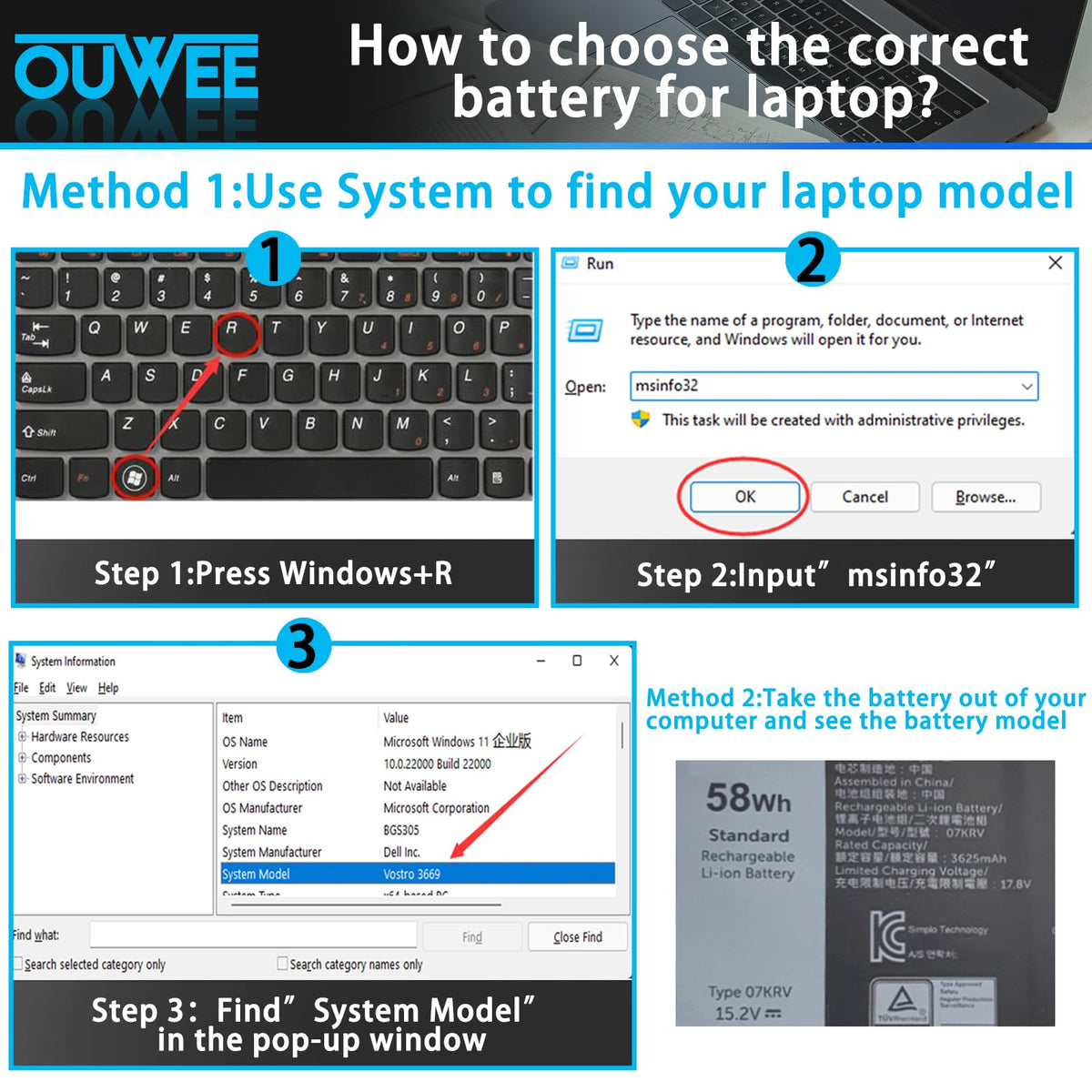 OUWEE battery installed in a Dell Latitude showing restored mobility and practical use