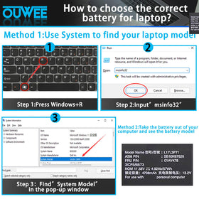 OUWEE battery installed in a Lenovo ThinkPad T480S showing restored runtime