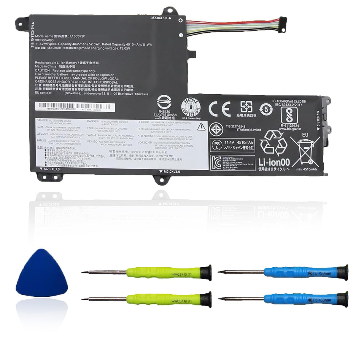 OUWEE battery front view showing compact replacement design and reliable fit