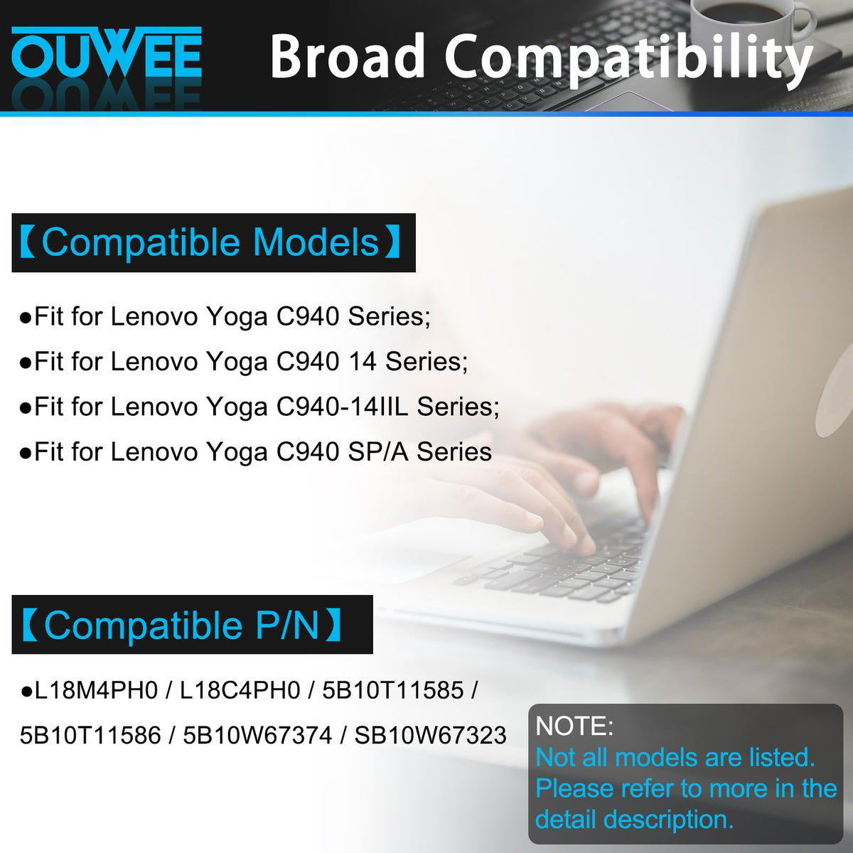 OUWEE battery connector detail displaying pins and secure connection benefit