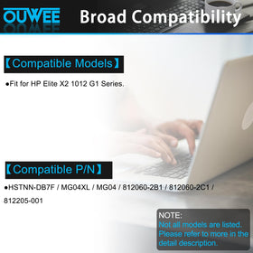 OUWEE MG04XL installed in HP Elite x2 1012 G1 demonstrating restored power