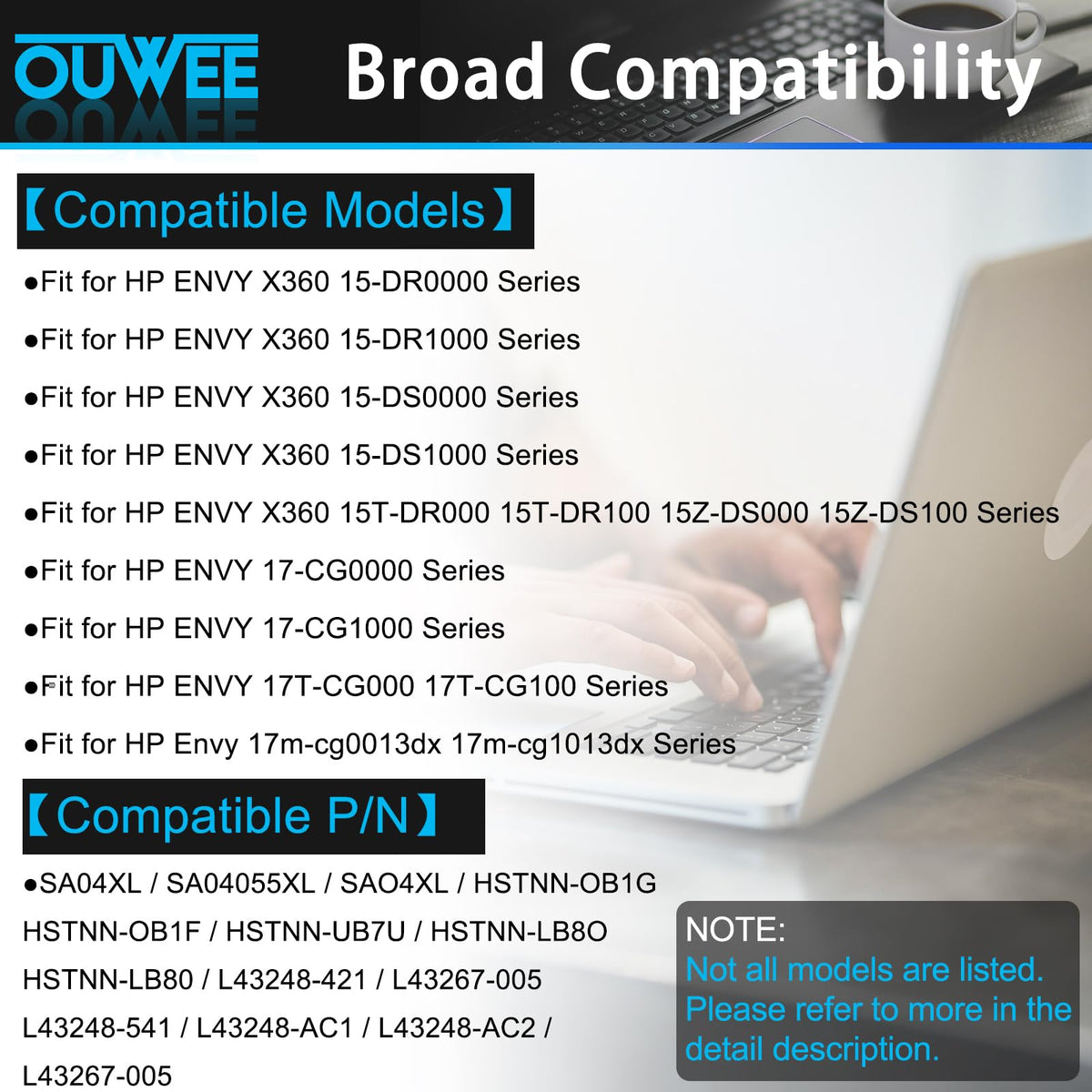 OUWEE SA04XL side profile displaying slim four-cell design for space-saving fit