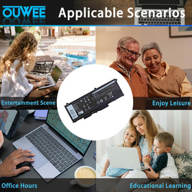 OUWEE battery beside a credit card showing compact size and portability benefits