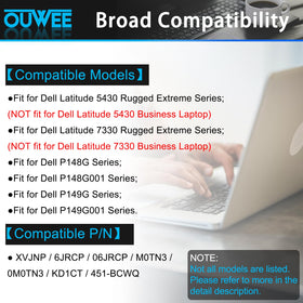 OUWEE XVJNP battery packaging highlighting new condition and safety seals
