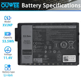 OUWEE XVJNP battery side connectors close-up showing rugged Dell Latitude compatibility
