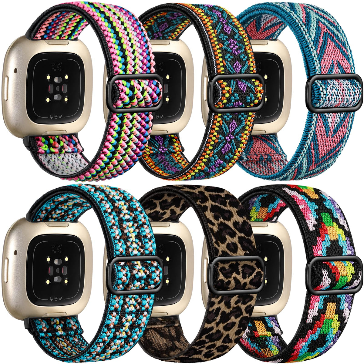 Ouwegaga elastic band for Fitbit Sense strap, breathable nylon for cool daily wear