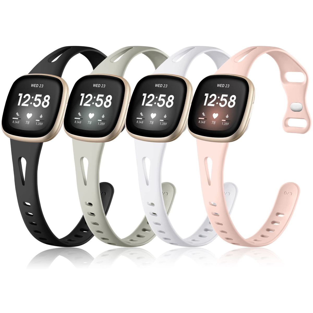 Ouwegaga soft silicone sport band with air holes for Versa watches, breathable all-day comfort.