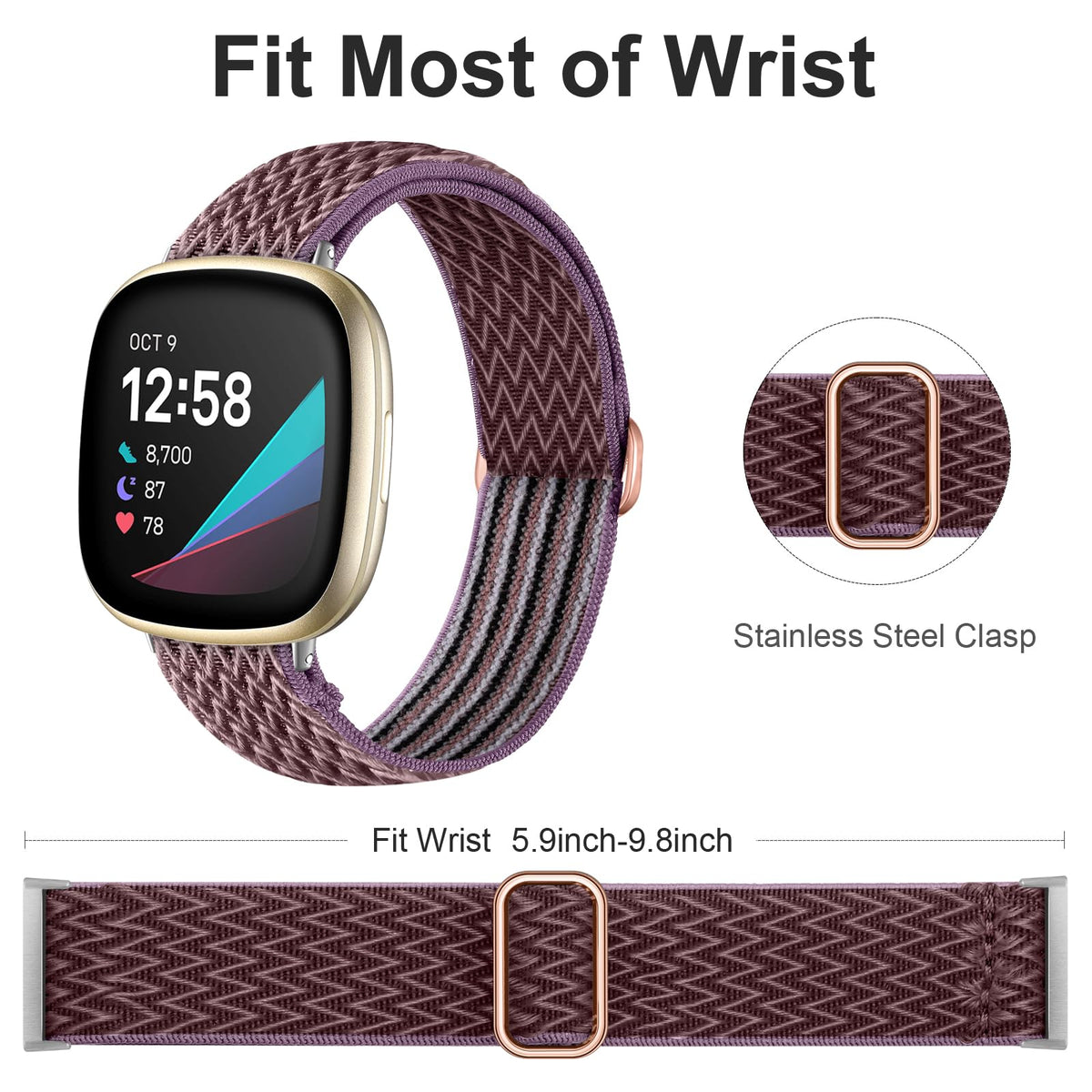 Ouwegaga Versa 4 navy pattern band, stylish, breathable, and easy to snap on