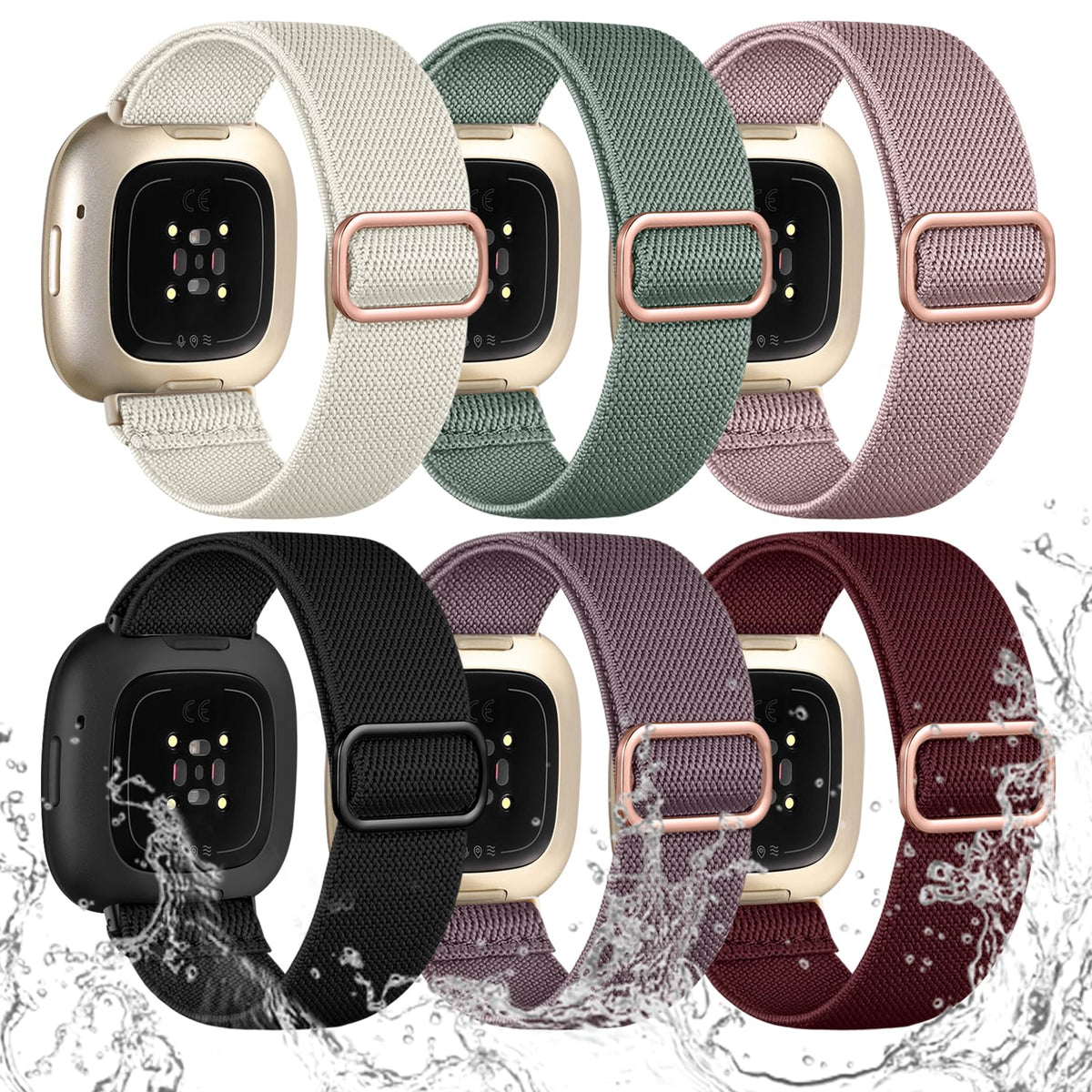 Ouwegaga Fitbit Sense 2 elastic band in navy for all-day comfort