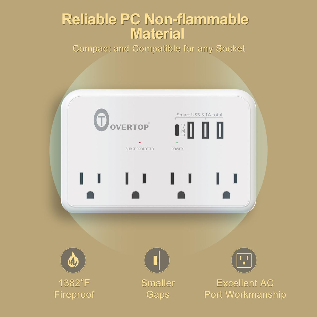 Overtop 1800 Joules surge protection guarding against spikes