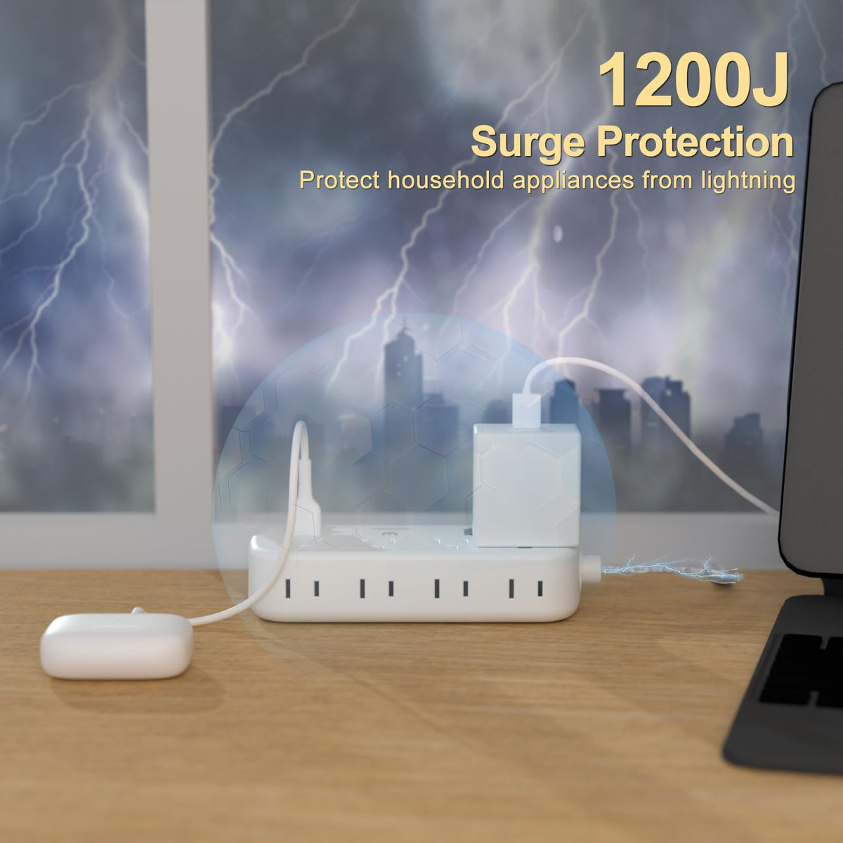 Overtop back mounting holes allow secure wall or desk placement