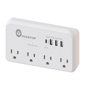 Overtop wall outlet extender with 8-in-1 layout for space saving in a small space