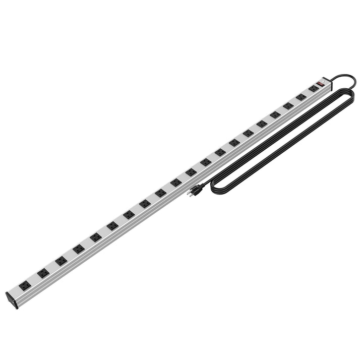 oviitech front view of metal power strip showing all 20 outlets and benefits organization