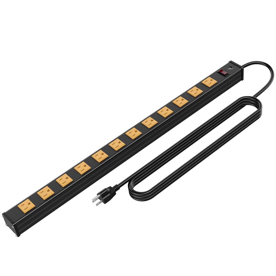 oviitech front view metal power strip showing 12 outlets and durable housing for reliable power