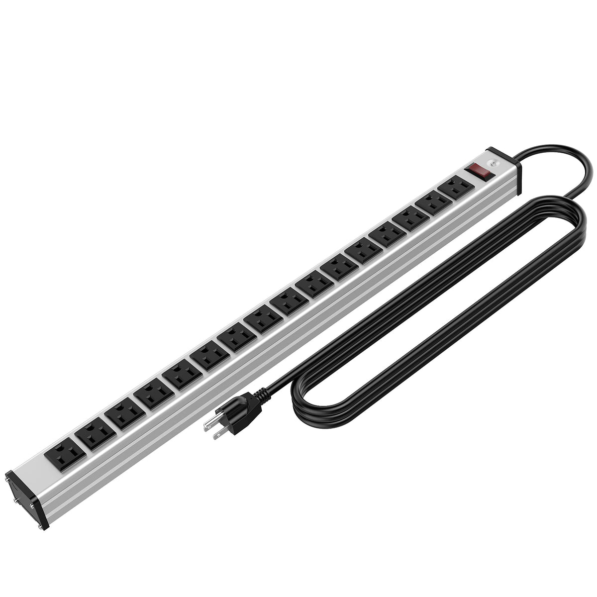 oviitech metal power strip front view showing 16 outlets for expanded capacity