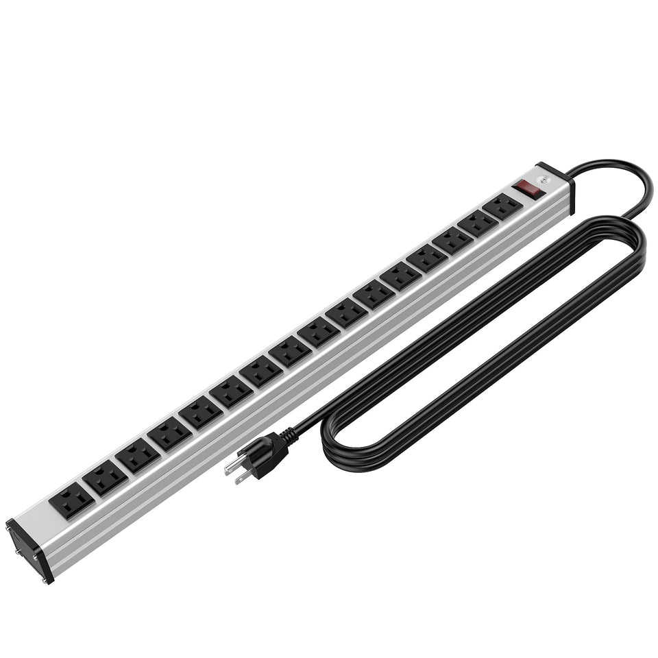 oviitech metal power strip front view showing 16 outlets for expanded capacity