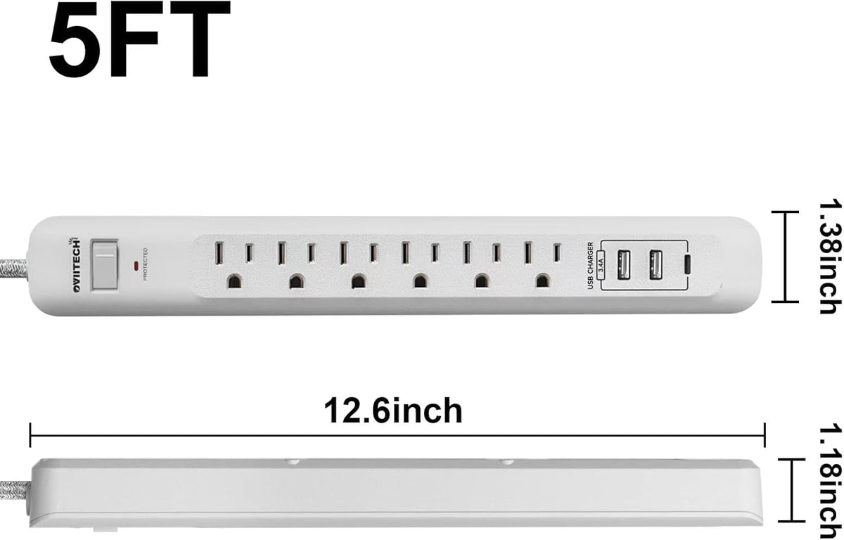 oviitech power strip wall-mount capability frees desk space in small rooms