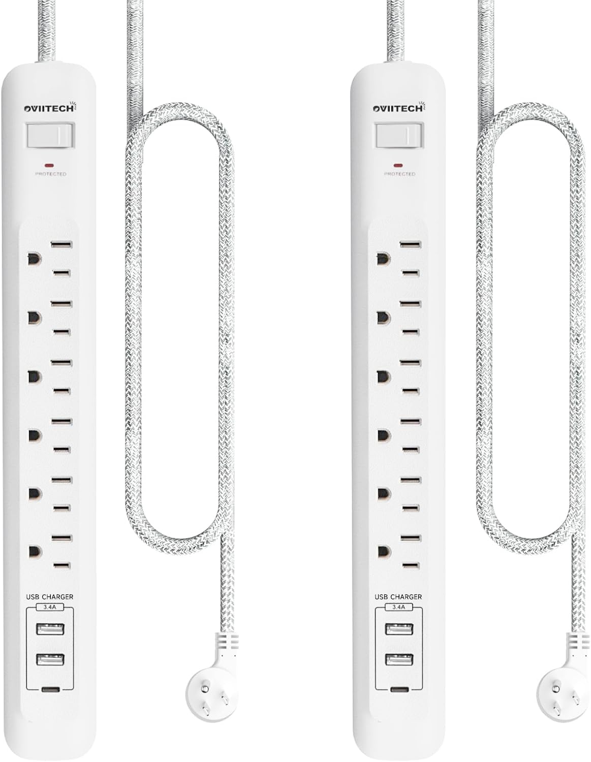 oviitech power strip with six outlets and USB ports for organized charging