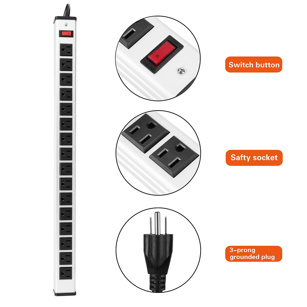oviitech side view highlighting rocker switch and integrated 15A circuit breaker safety