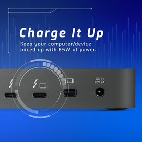 OWC 14-Port Thunderbolt Dock connected to two 4K displays using the Mini DisplayPort and TB ports