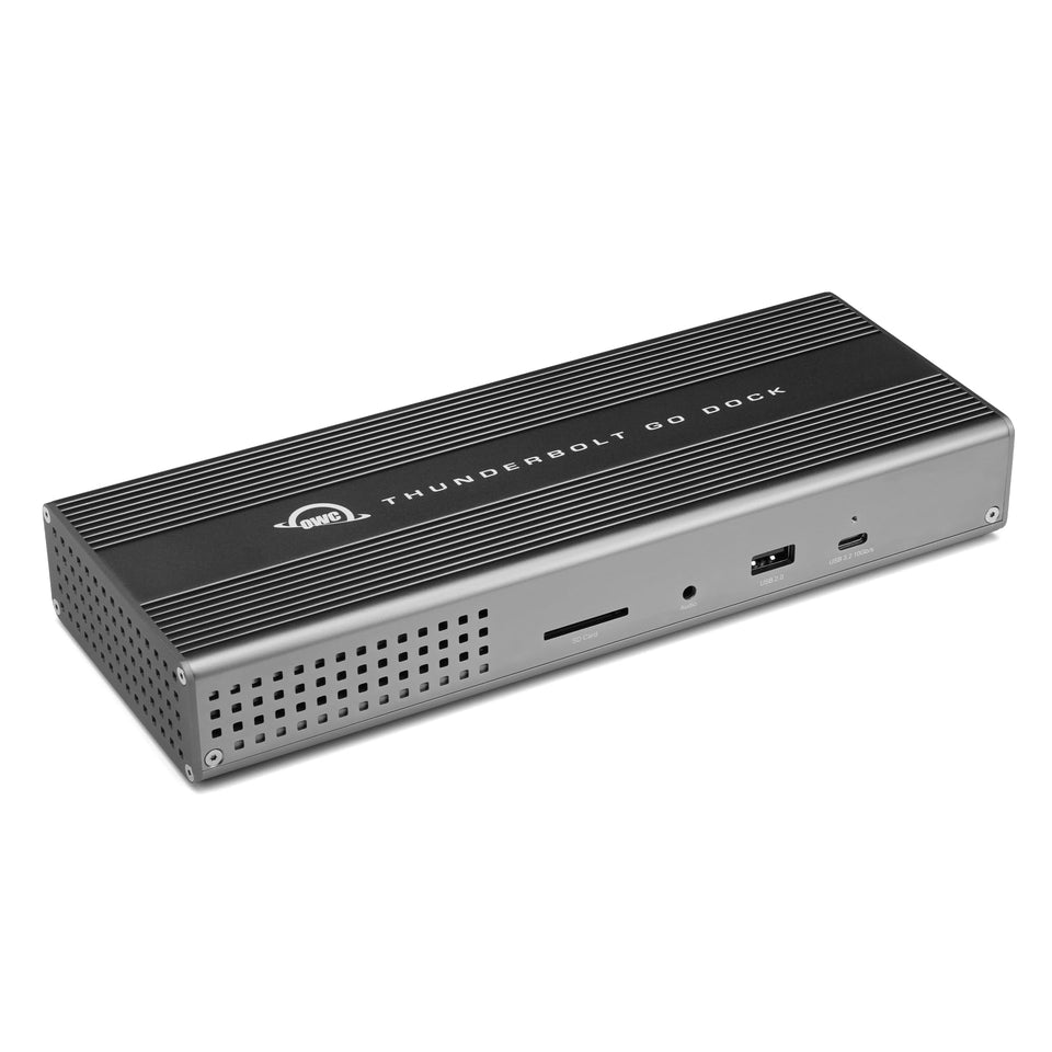 OWC Thunderbolt Go Dock front ports for quick connectivity and all-day workflows