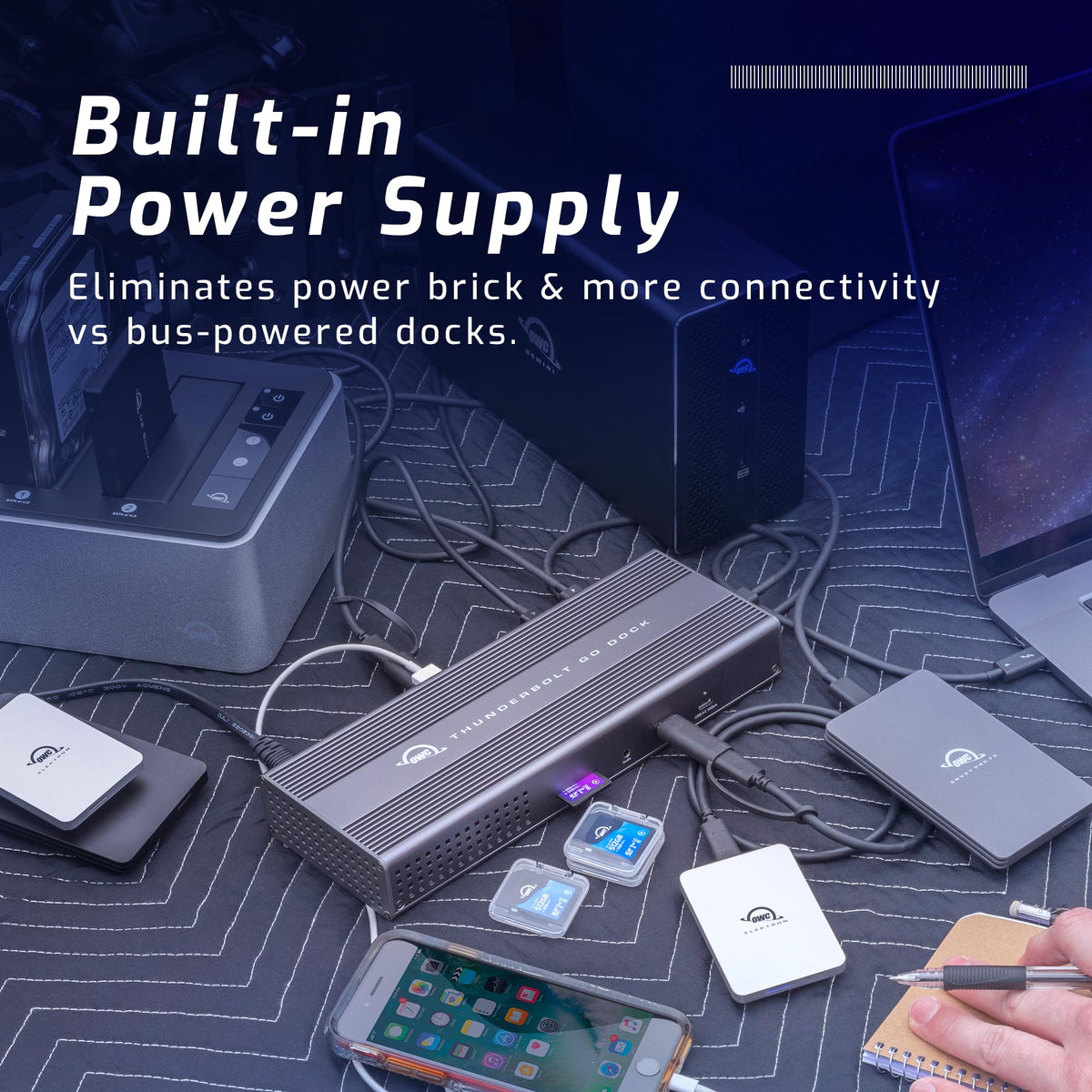 Certified TB4 cable included with the OWC Thunderbolt Go Dock