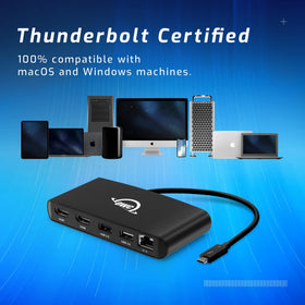 OWC Thunderbolt mini Dock bus-powered-cable emphasizes travel-friendly, desktop-ready power.
