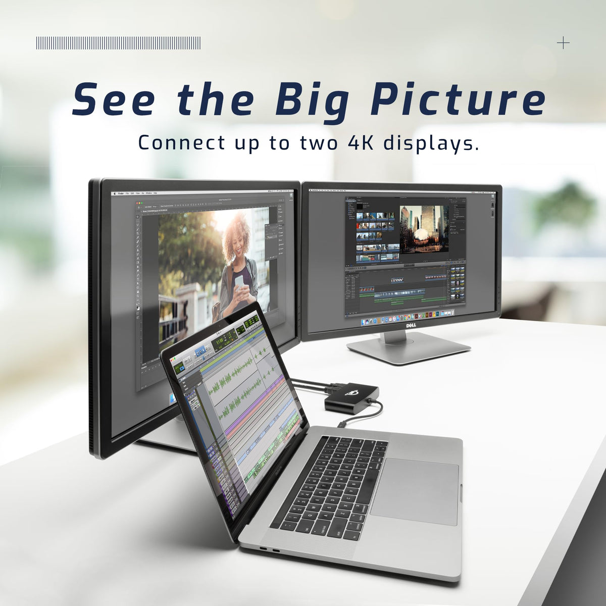 OWC Thunderbolt mini Dock dual-4k output showcases crisp, multi-monitor productivity.