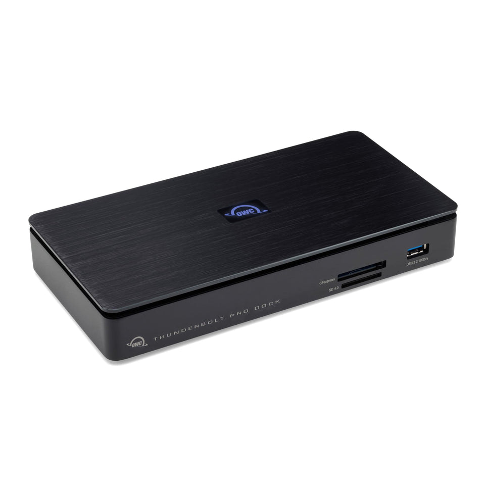 OWC Thunderbolt Pro Dock front view with accessible ports for quick setup