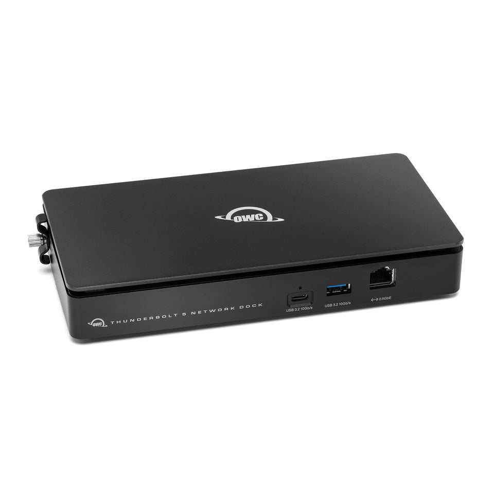 OWC Thunderbolt 5 Dual 10GbE Dock back ports enable fast wired networking for demanding work setups.