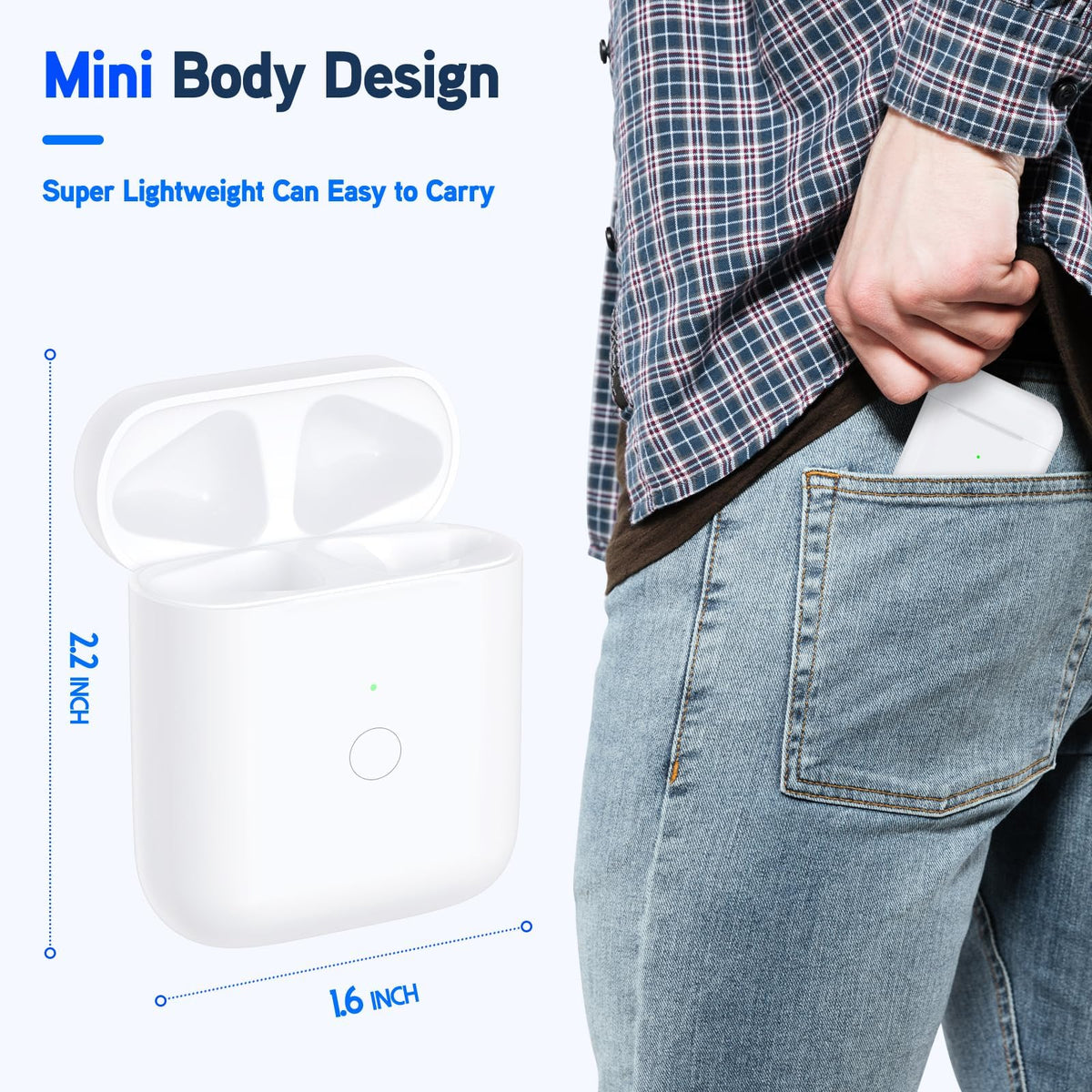 Owenbo replacement AirPods case, compact design ideal for travel and daily use
